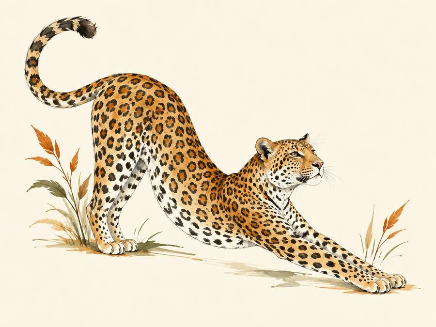 Illustration — un léopard qui s’étire avec élégance