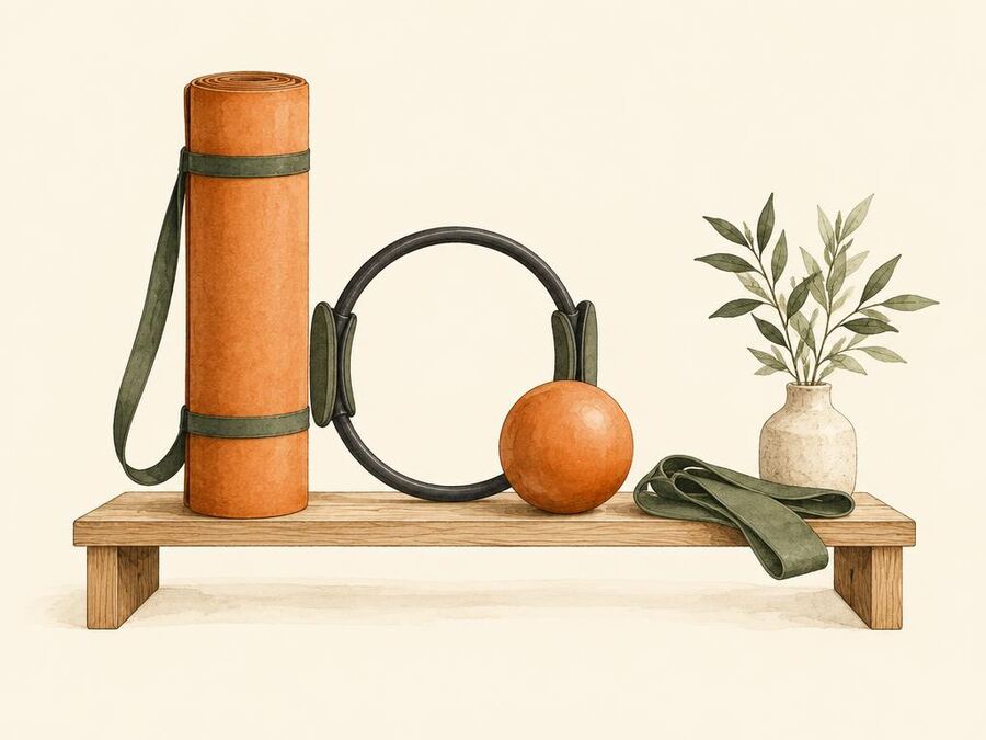 Illustration — tapis, magic circle et petit ballon sur une étagère